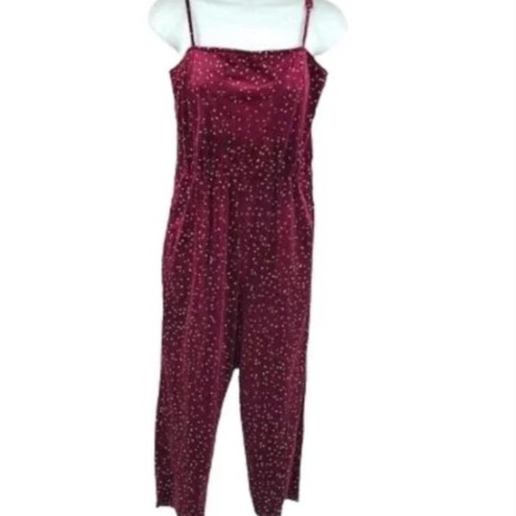 Speechless Wine Cranberry Velvet Jumpsuit Glitter Confetti - Picture 1 of 8